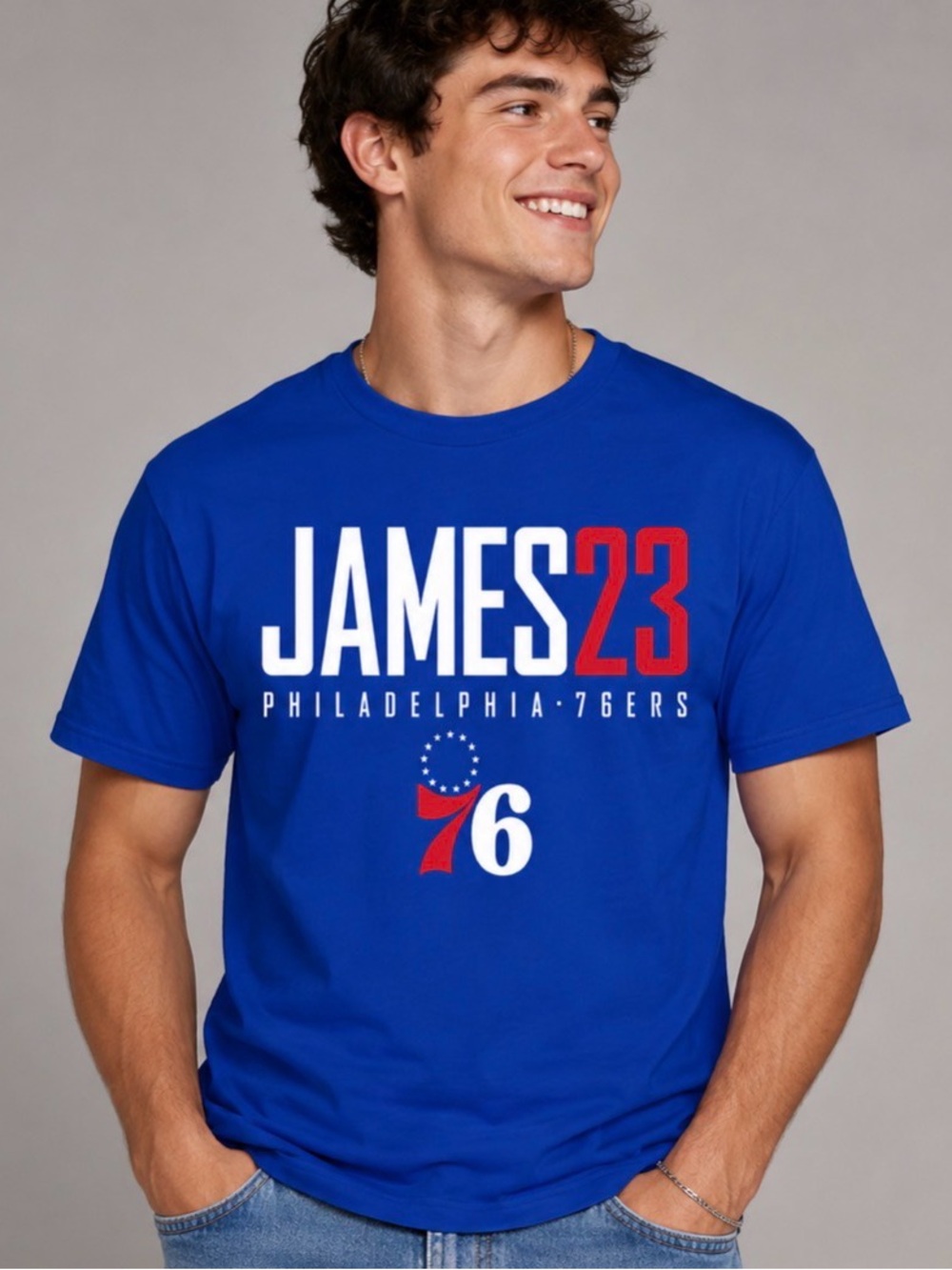 Philadelphia 76ers LeBron James 23 Blue T-Shirt